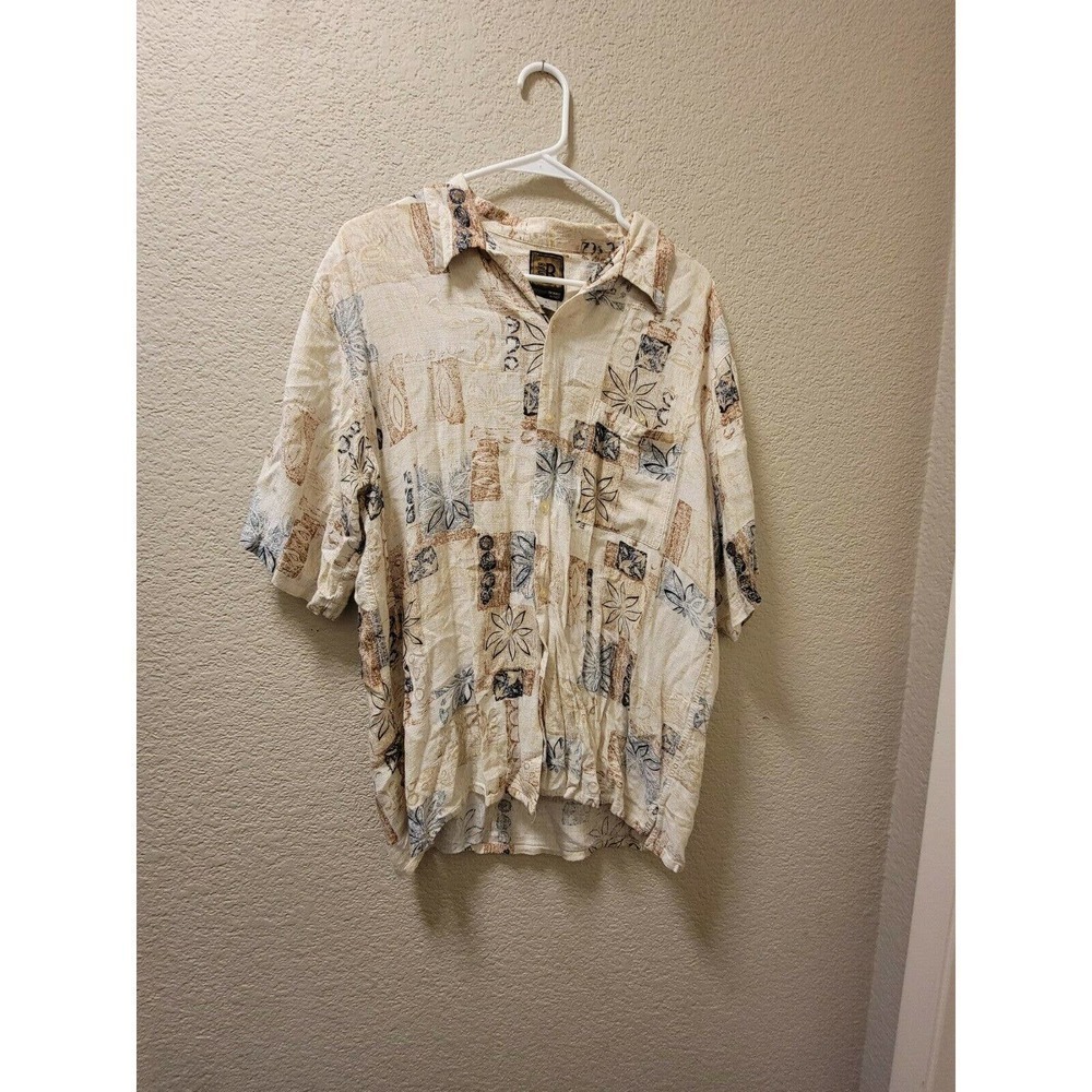 BRUNO B SHIRTS TROPICAL PRINT BUTTON DOWN SIZE XL LINEN BLEND